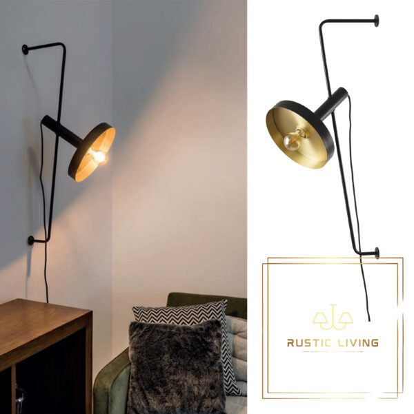 Whizz Design wandlamp zwart satijn goud staal